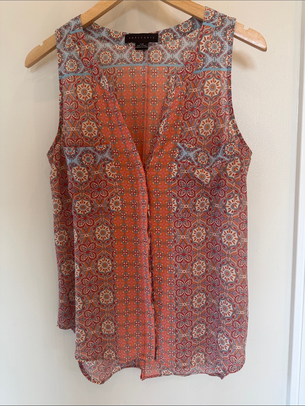 Sanctuary Orange Multi Floral Print Sleeveless V-Neck Camisole